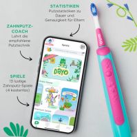 Elektrický zubní kartáček GUM Playbrush JUNIOR 6+ | Interaktivní aplikace na hraní | 2 režimy čištění | Extra měkké štětiny | 8t